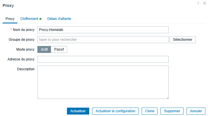 Configuration de base du proxy Zabbix