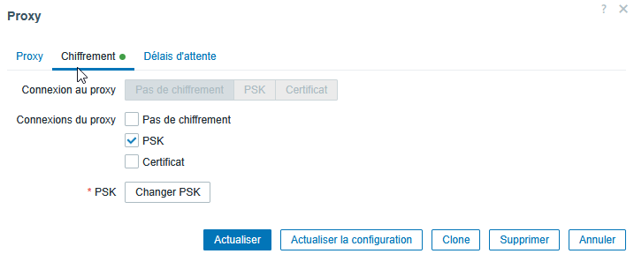 PSK encryption configuration for proxy