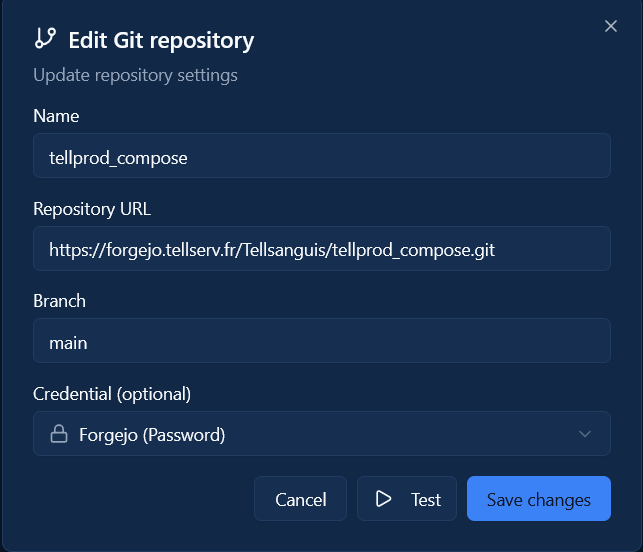 Adding a Git repository in Dockhand