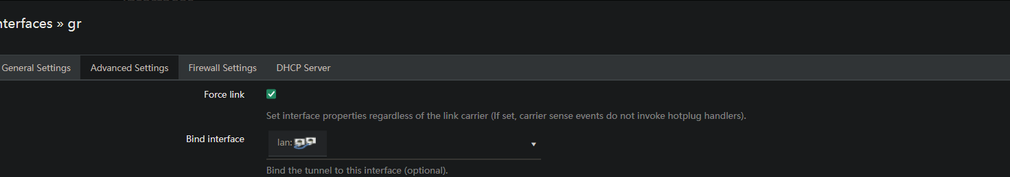 GREtap advanced parameters configuration