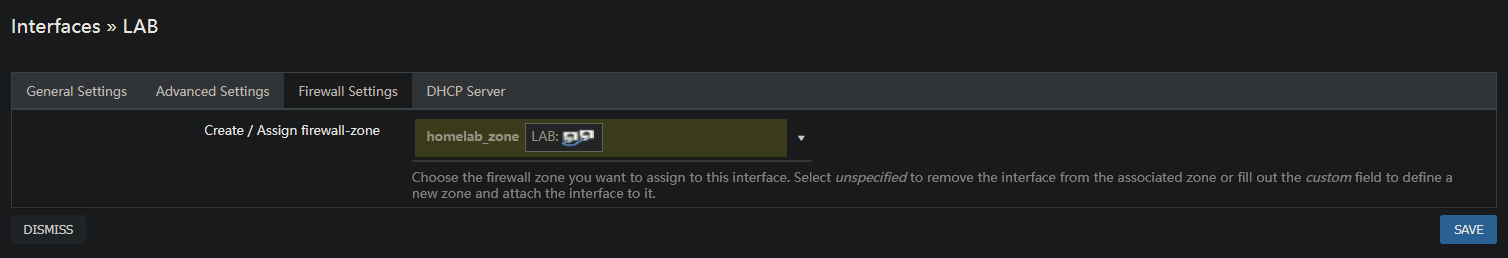 Firewall zone configuration