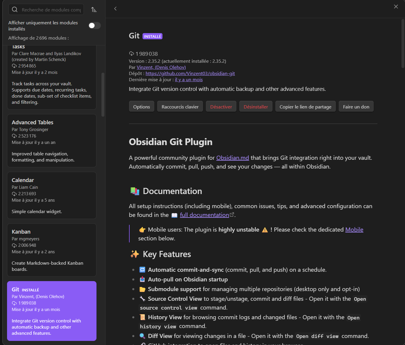 Installing the Obsidian Git plugin