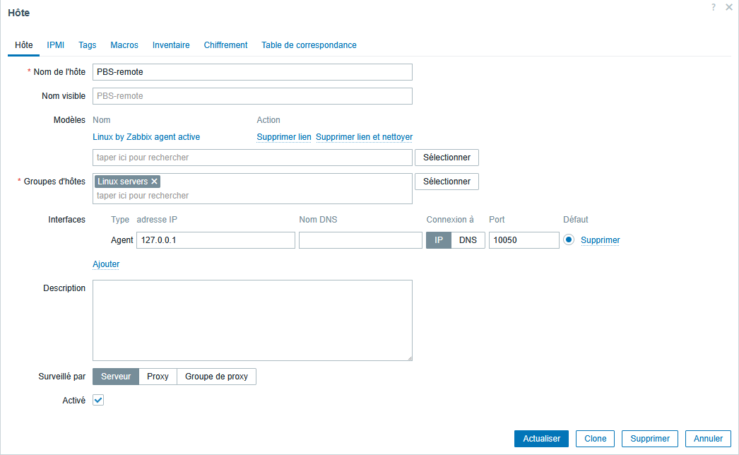 Configuration Zabbix