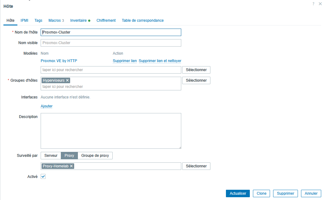 Using Proxmox VE template in Zabbix
